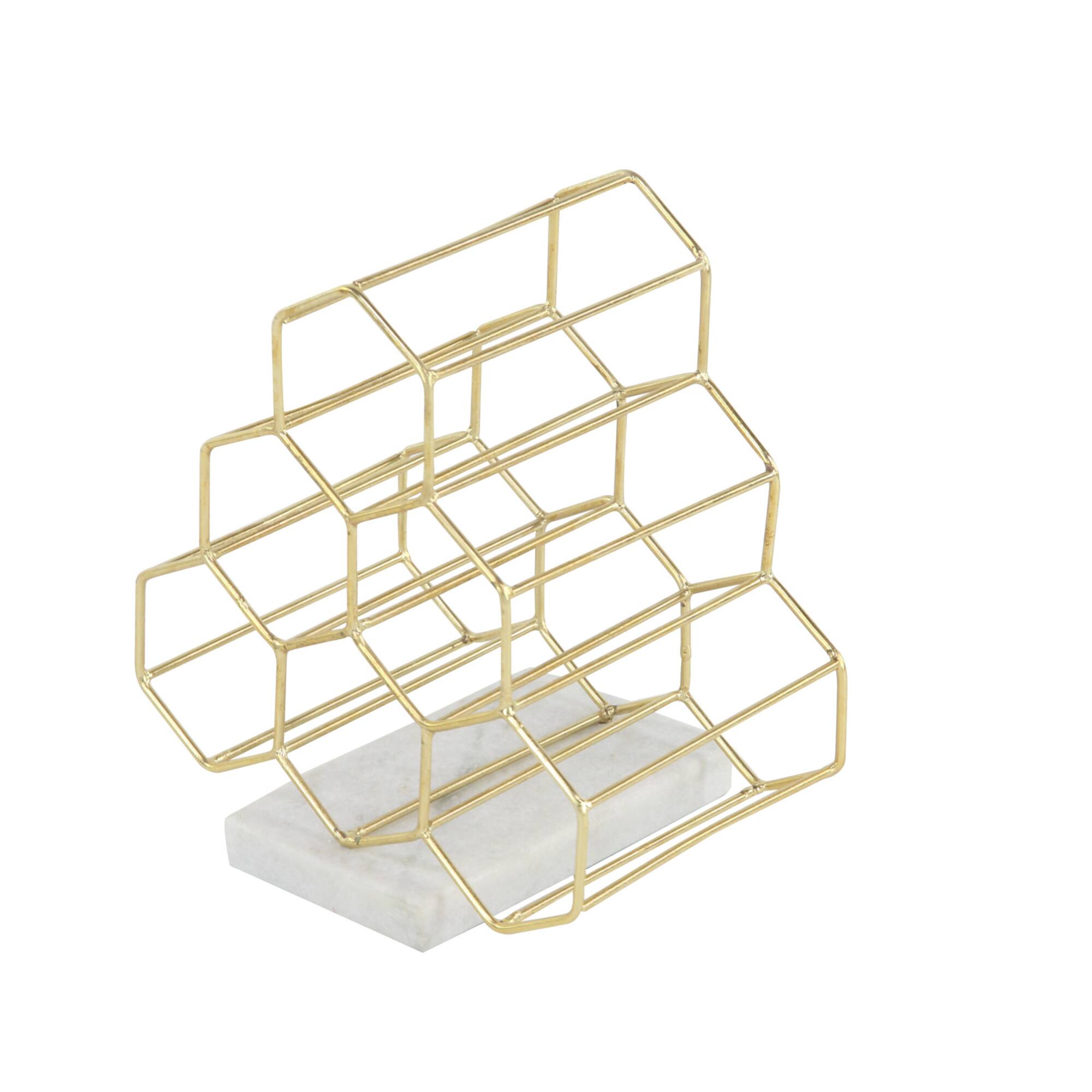 13" Gold Metal Modern Wine Holder Rack